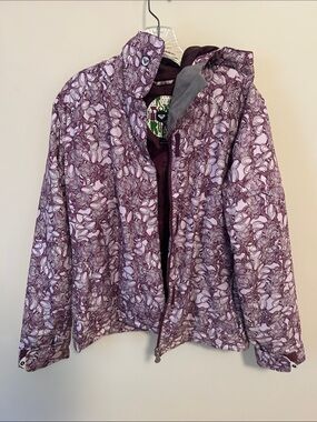 Roxy Women's Purple Patterned Hooded Ski Jacket